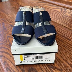Navy Wedge Slides - Etienne Aigner (nwot)